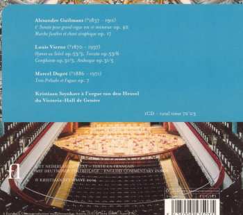 CD Marcel Dupré: à L'Orgue Van Den Heuvel Du Victoria - Hall De Genève