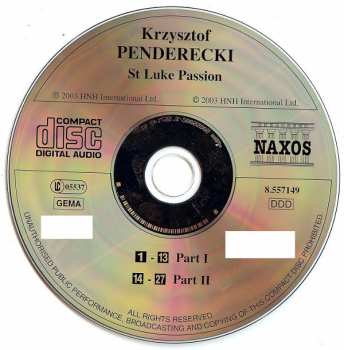 CD Krzysztof Penderecki: St Luke Passion