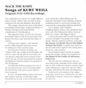 CD Kurt Weill: Mack The Knife - Songs Of Kurt Weill