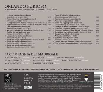 CD La Compagnia Del Madrigale: Orlando Furioso - Madrigali Sul Poema di Ludovico Ariosto