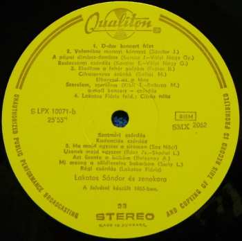 LP Sándor Lakatos And His Gipsy Band: Budapest Éjjel = Budapest At Night