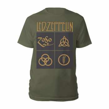 Merce Led Zeppelin: Tričko Gold Symbols & Black Squares S