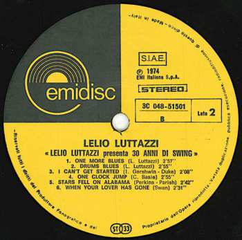 LP Lelio Luttazzi: Lelio Luttazzi Presenta.... 30 Anni Di Swing