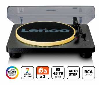 Audiotechnica Lenco LS-50LEDBK gramofon s reproduktory a LED osvětlením
