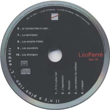 CD Léo Ferré: Vol. IX Il N'Y A Plus Rien - L'Espoir