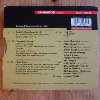 CD Leonard Bernstein: Kaddish • Chichester Psalms • Missa Brevis