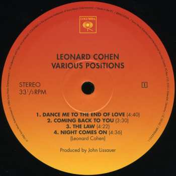 LP Leonard Cohen: Various Positions