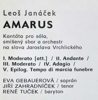 LP Leoš Janáček:  Amarus / Pod Jabloní