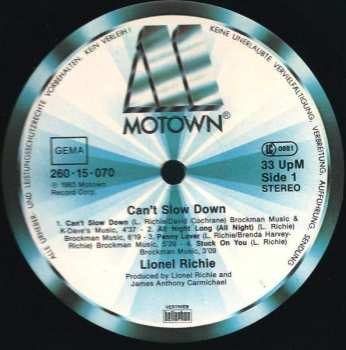 LP Lionel Richie: Can't Slow Down