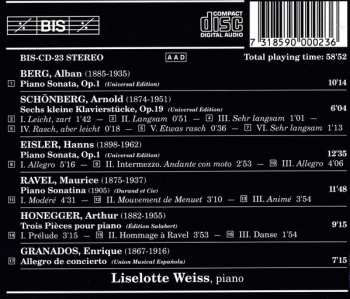 CD Liselotte Weiss: Berg, Schonberg, Eisler, Ravel, Honegger, Granados