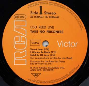 2LP Lou Reed: Lou Reed Live - Take No Prisoners