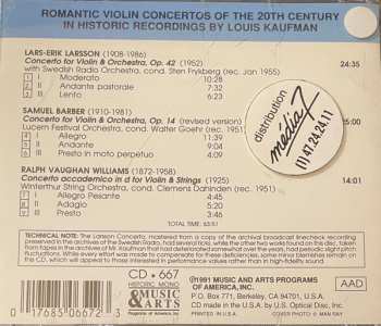 CD Louis Kaufman: 20th Century Romantic Violin Concertos (Historical Recordings 1951-1955)