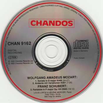 CD Louis Lortie: Mozart: Two Piano Sonata K448 & K501 / Schubert: Fantaisie in F Major Op.103, D940