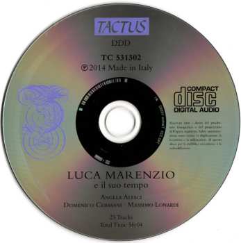 CD Luca Marenzio: Luca Marenzio E Il Suo Tempo (Madrigali, Villanelle, Danze Fantasie di Fine '500)