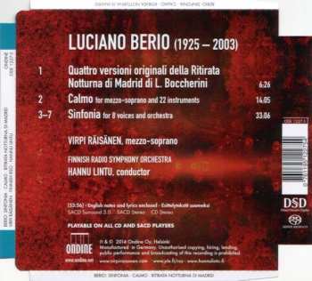 SACD Luciano Berio: Sinfonia, Calmo, Ritirata Notturna Di Madrid