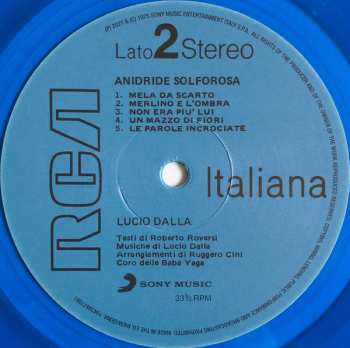 LP Lucio Dalla: Anidride Solforosa  CLR | LTD | NUM