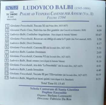 CD Ludovico Balbi: Psalmi Ad Vesperas Canendi Per Annum (Vol. II)