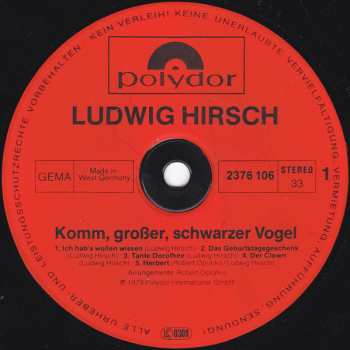 LP Ludwig Hirsch: Komm Großer Schwarzer Vogel