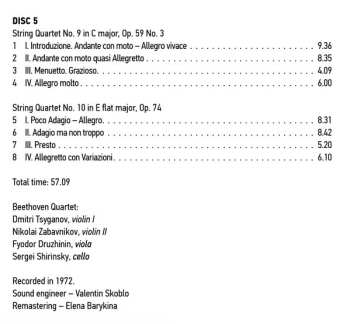 8CD/Set di cofanetti Ludwig van Beethoven: Ludwig Van Beethoven Quartets Performed By Beethoven Quartet