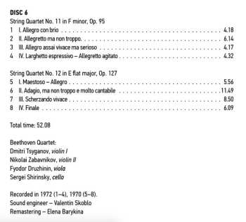 8CD/Set di cofanetti Ludwig van Beethoven: Ludwig Van Beethoven Quartets Performed By Beethoven Quartet