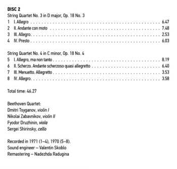 8CD/Set di cofanetti Ludwig van Beethoven: Ludwig Van Beethoven Quartets Performed By Beethoven Quartet