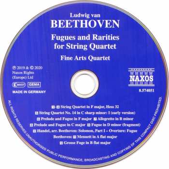 CD Ludwig van Beethoven: Fugues And Rarities For String Quartet