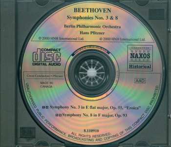 CD Ludwig van Beethoven: Symphony No. 3 "Eroica" ; Symphony No. 8 (Historical Recordings 1929-1933)