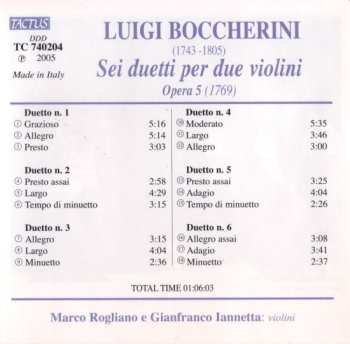 CD Luigi Boccherini: Sei Duetti Per Due Violini Opera 5 (1769)