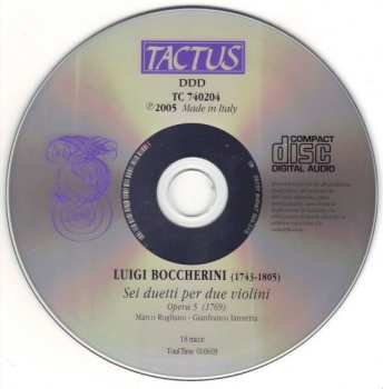 CD Luigi Boccherini: Sei Duetti Per Due Violini Opera 5 (1769)