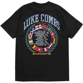 Merce Luke Combs: Luke Combs Unisex T-shirt: Tour '23 Flag (back Print & Ex-tour) (small) S