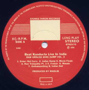 LP Madlib: Vol. 3: Beat Konducta In India (Raw Ground Wire Hump)