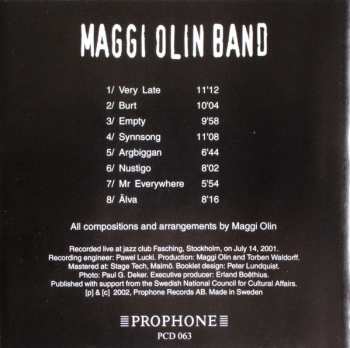 CD Maggi Olin Band: Live At Fasching