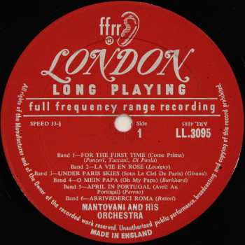 LP Mantovani And His Orchestra: Continental Encores