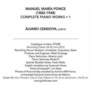 CD Manuel María Ponce Cuéllar: Complete Piano Works • 1