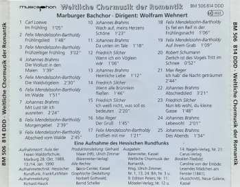 CD Marburger Bachchor: Weltliche Chormusik Der Romantik