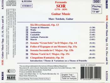 CD Marc Teicholz: Sor: Guitar Music Opp. 13, 14, 15a-c And 16 / Guitar Collection