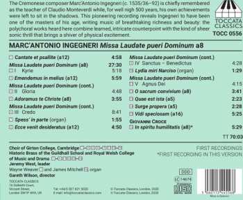 CD Marco Antonio Ingegneri: Missa Laudate Pueri Dominum A 8 - Motets / In Spiritu Humilitas