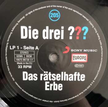 2LP Marco Sonnleitner: Die Drei ??? 205 - Das Rätselhafte Erbe LTD