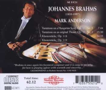 CD Johannes Brahms: Klavierstücke Opp. 118 & 119, Variations Op. 21, Nos. 1 & 2