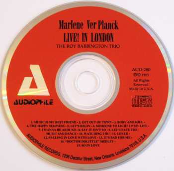 CD Marlene VerPlanck: Live! In London