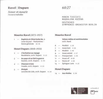 CD Maurice Ravel: Aimer Et Mourir (Danses Et Mélodies)