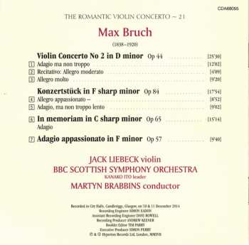 CD Max Bruch: Violin Concerto No 2, Op 44 • Adagio Appassionato, Op 57 • In Memorian, Op 65 • Konzertstück, Op 84