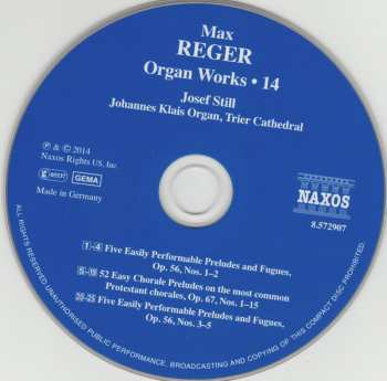CD Max Reger: Organ Works Volume 14 - Chorlae Preludes, Op. 67, Nos. 1-15 / Preludes And Fugues, Op. 56 