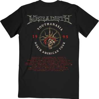 Merce Megadeth: Megadeth Unisex T-shirt: Youthanasia 1995 North American Tour (black) (back Print) (small) S