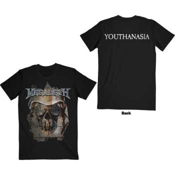 Merce Megadeth: Megadeth Unisex T-shirt: Youthanasia Ripped Thru (black) (back Print) (small) S