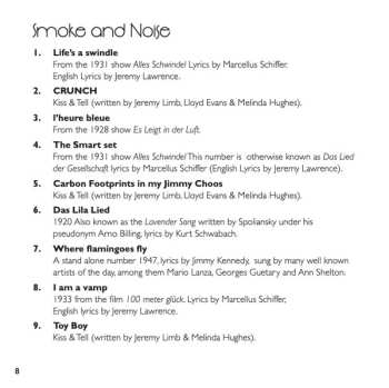 CD Melinda Hughes: Smoke And Noise (Songs By Mischa Spoliansky And Kiss & Tell)