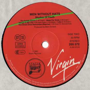 LP Men Without Hats: Rhythm Of Youth