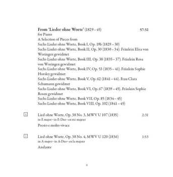 CD Felix Mendelssohn-Bartholdy: Songs Without Words, Volume 2 (Lieder Ohne Worte)