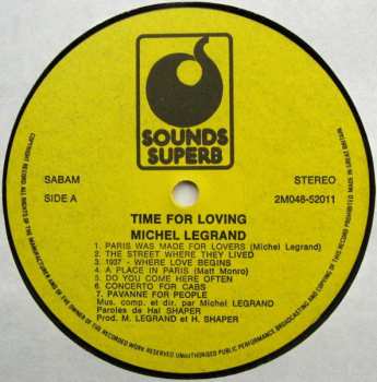 LP Michel Legrand: Time For Loving (Bande Originale Du Film)