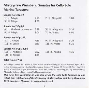 CD Mieczysław Weinberg: Complete Sonatas For Cello Solo (Mieczysław Weinberg Centenary December 2019)